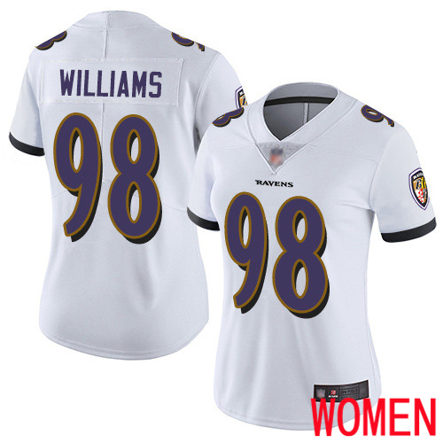 Baltimore Ravens Limited White Women Brandon Williams Road Jersey NFL Football #98 Vapor Untouchable->women nfl jersey->Women Jersey